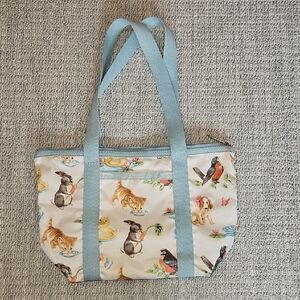 LeSportsac Small Animal Print Tote Bag Cat Duck Robin Bunny Dog